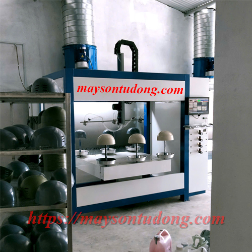 Máy sơn 3 súng sơn nón bảo hiểm tự động – Giải pháp tối ưu cho sản xuất hiện đại