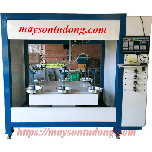 Máy sơn 3 súng sơn nón bảo hiểm tự động – Giải pháp tối ưu cho sản xuất hiện đại