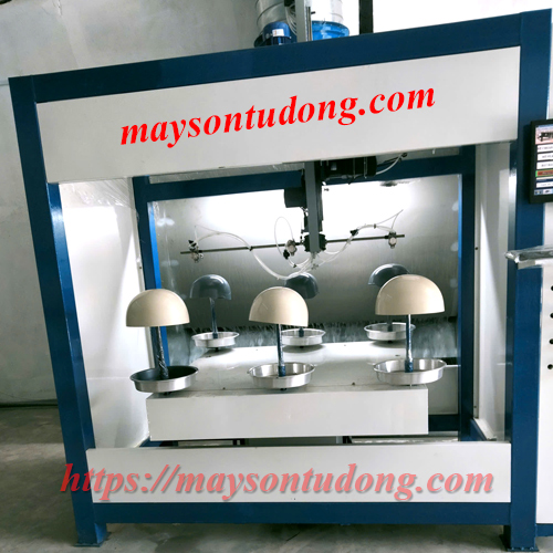Máy sơn 3 súng sơn nón bảo hiểm tự động – Giải pháp tối ưu cho sản xuất hiện đại