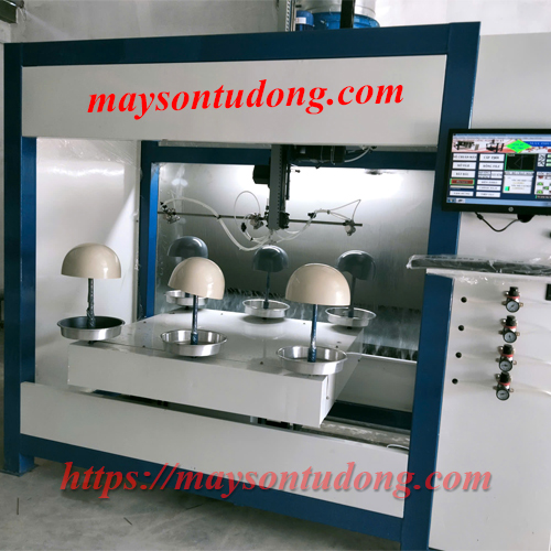 Máy sơn 3 súng sơn nón bảo hiểm tự động – Giải pháp tối ưu cho sản xuất hiện đại